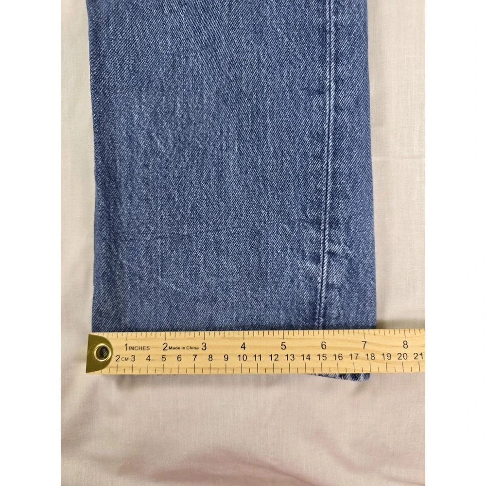 Levis 501 Jeans Mens 34x33 Blue WaterLess Regular Straight Button Fly Distressed